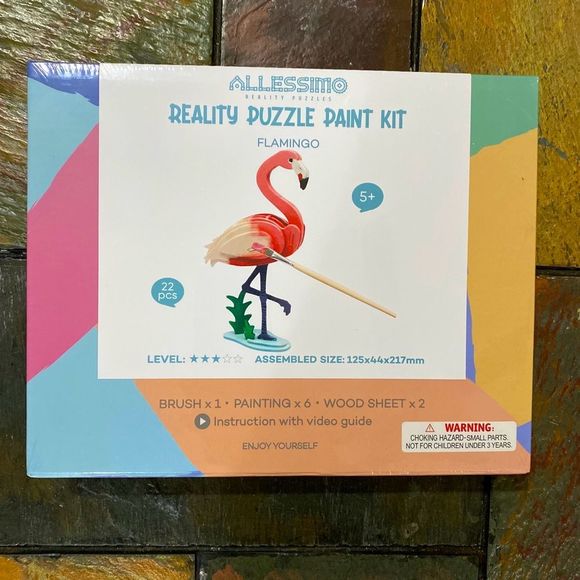 Allessimo Create & Paint Wooden 3D Pink Flamingo Level 3 Reality Puzzles… - Picture 7 of 7